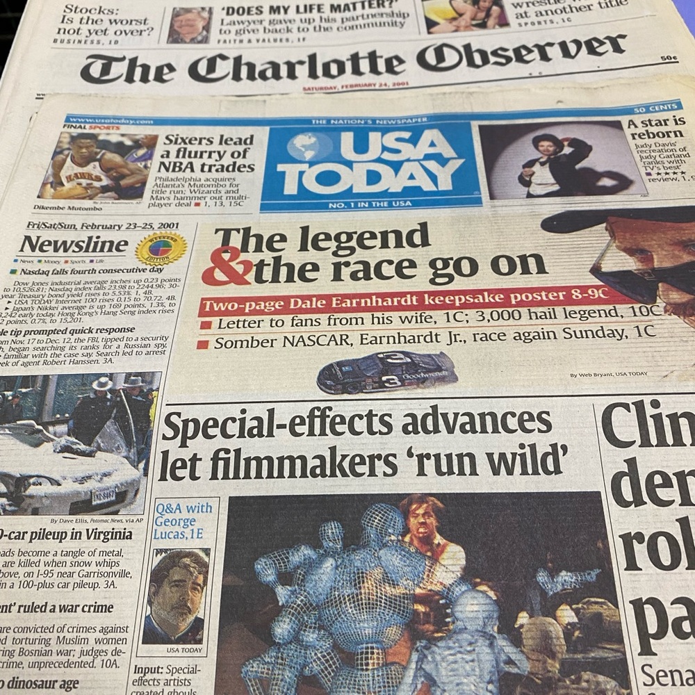 Vintage- newspapers from February 24, 2001.